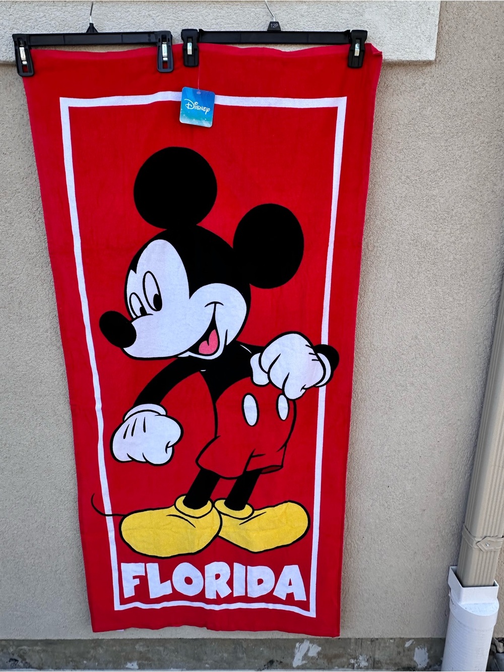 Disney Mickey Mouse Red Beach Towel with Yellow Shoes NWT
